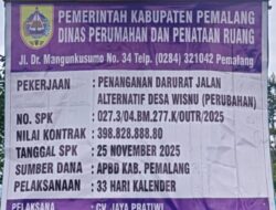 Baru Selesai Dikerjakan, Proyek Jalan Darurat Desa Wisnu Pemalang Sudah Rusak Lagi